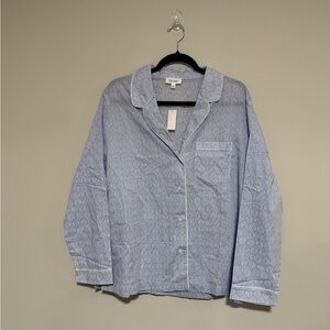 Haven Well Within Blue White Organic Cotton Classic Long Sleeve Pajama Top Large